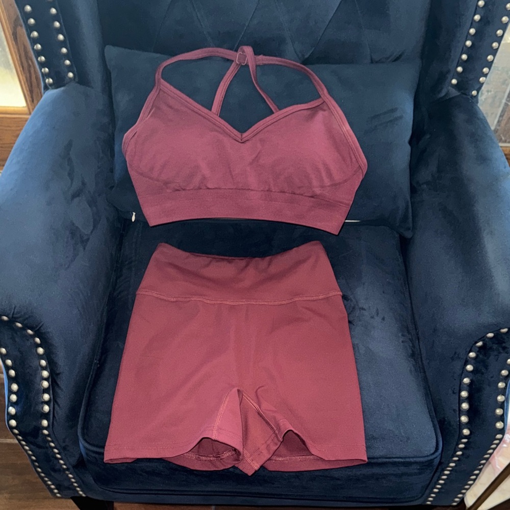 Women's Best Burgundy Sports Bra and Shorts Set or purchase separately